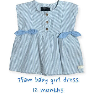 7 for All Mankind blue and white stripe baby dress 12 months
